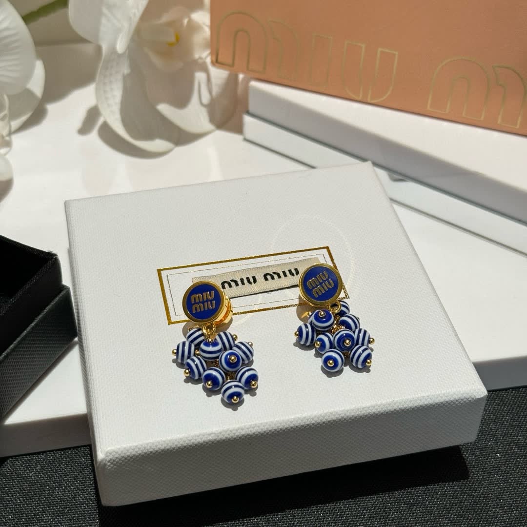 Miu Miu Blue and Gold Earrings